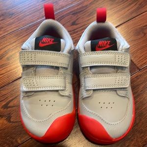 Boys Nike Grey and Red Sneakers